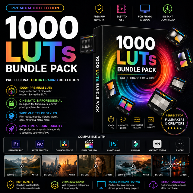1000 LUTs Bundle Pack – Premium Color Grading Collection
