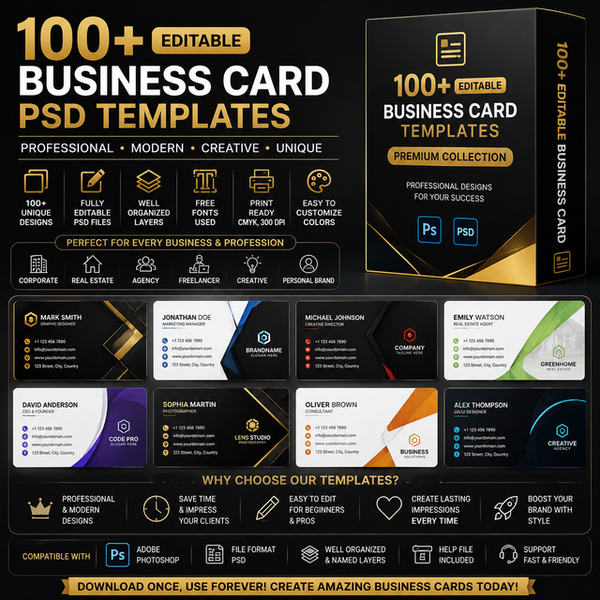 100+ Editable Business Card PSD Templates